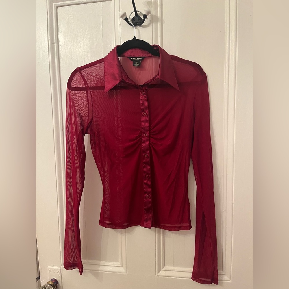 GUESS JEANS vintage sheer button up long sleeve